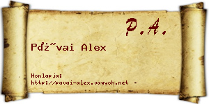 Pávai Alex névjegykártya
